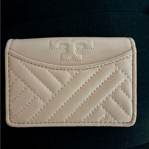 Tory Burch Beige Quilted Card Holder